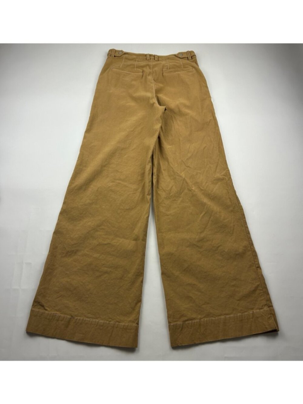 MAEVE Camel Cotton Canvas High Rise Wide Leg Trouser Pant US 6 - Picture 5 of 6